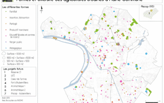 Carte localisant et classant les projets d'agriculture urbaine à Plaine commune