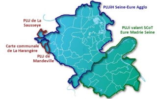 Périmètres des documents d'urbanisme de la Communauté d'agglomération Seine-Eure