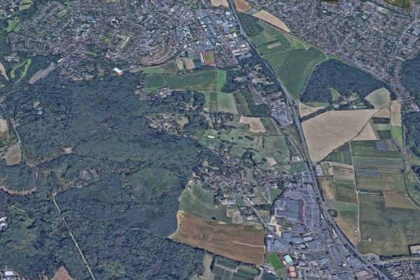 Vue aérienne de la commune de Piscop